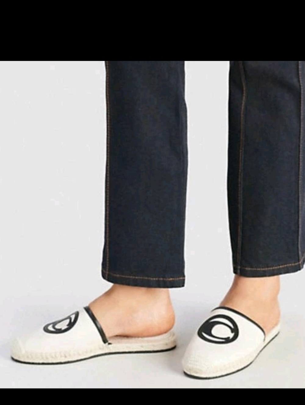 Coach Channing Espadrille Mule, Chalk & Black, Like New, 9.5, $129 MSRP